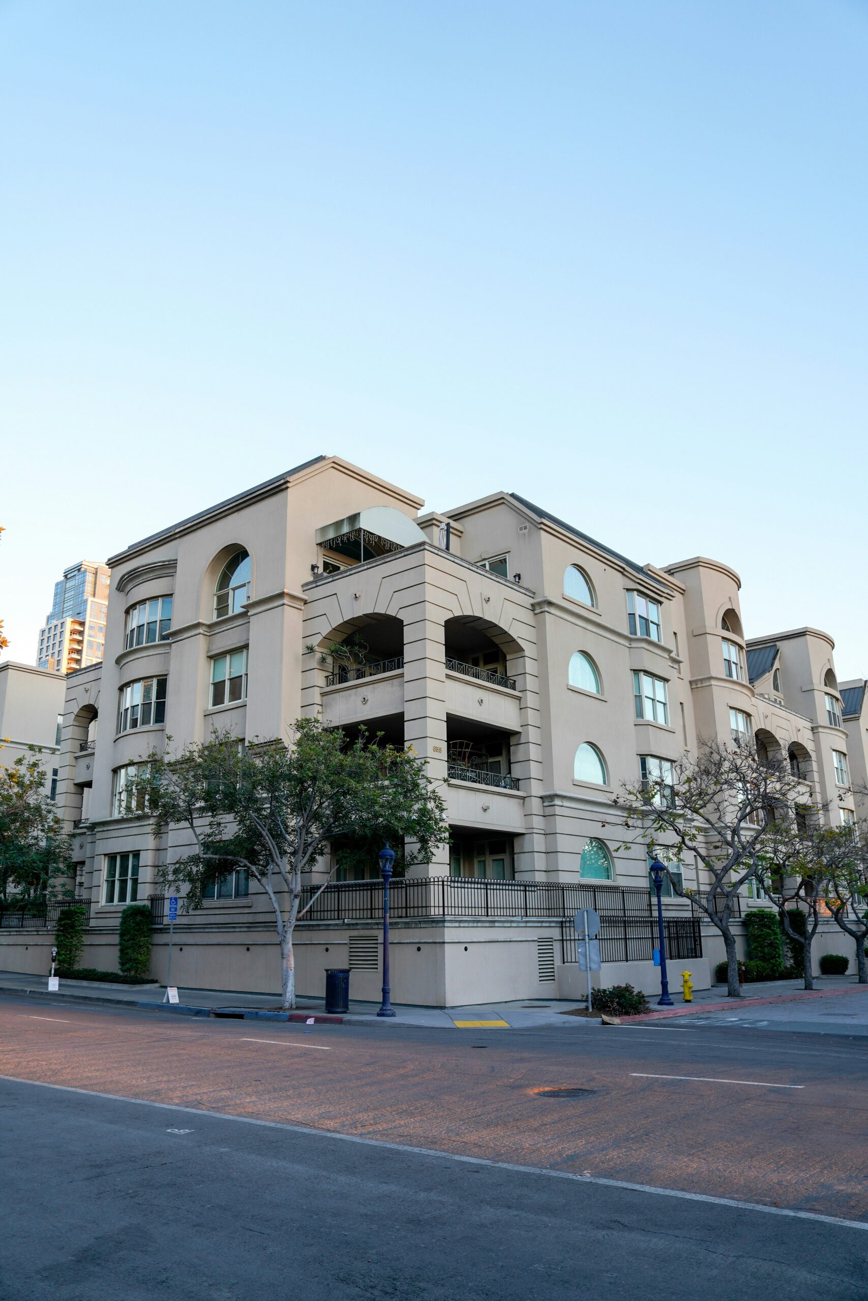Apartment building representing HOA condo financial statements